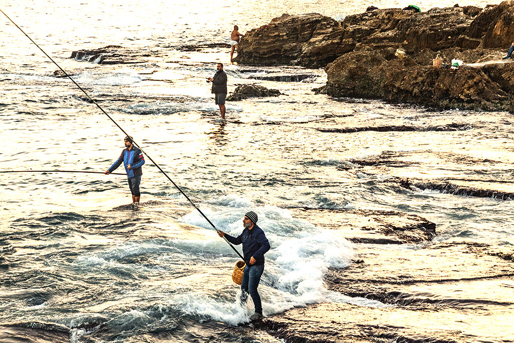 People fishing at Corniche El Manara on 12-18-20--Beirut