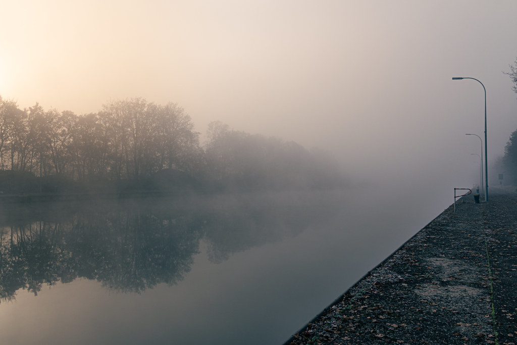 foggy river port