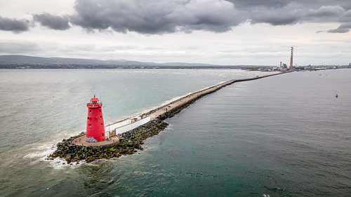 photo lighthouse landscape ireland nature aerial sea drone view travel poolbeg photography dublin sky seascape red europe geotagged clouds countydublin onsale