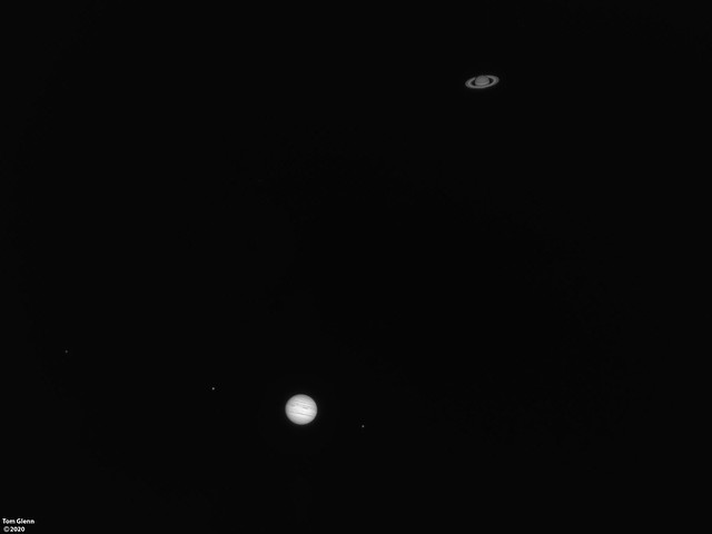 Jupiter and Saturn Great Conjunction w/ Ganymede in transit