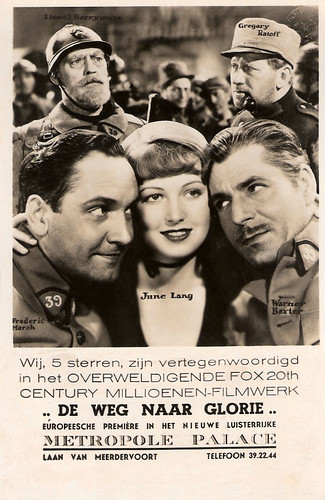 Fredric March, June Lang, Warner Baxter, Lionel Barrymore, and Gregory Ratoff in The Road to Glory (1936)