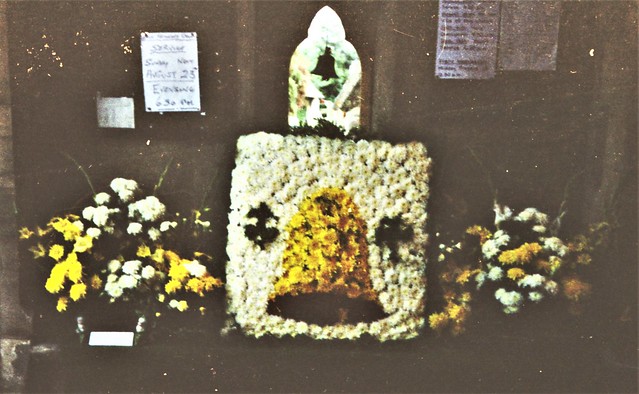A floral sculpture at Deerhurst Flower Festival