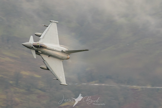 TRIPLEX 31, RAF Eurofighter Typhoon FGR4 ZK329 in murky weather in the English Lake District