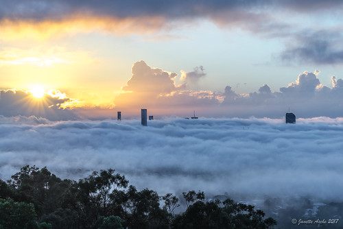 2017 australia brisbane mtcoottha mtcootthalookout qld queensland sonya7r atmospheric buildings clouds flying fog fogblanket plane seqld sun sunburst sunrise sunstar