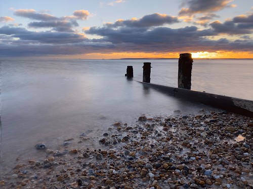 iphone11 groin sea calm beach hampshire haylingisland seaside seascape seashore water cameraphone stones pebbles sunset weather clouds