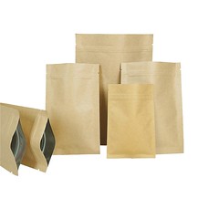 Kraft Paper 3 Side Seal Pouch With Zipper