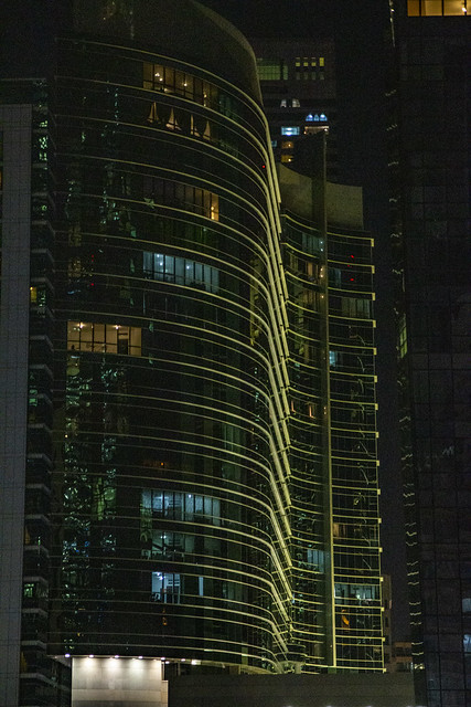 Night lighting at office towers around the World Trade Center, Abu Dhabi