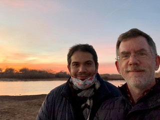 Mario and Paul, sunset over the Rio Grande, Albuquerque, New Mexico