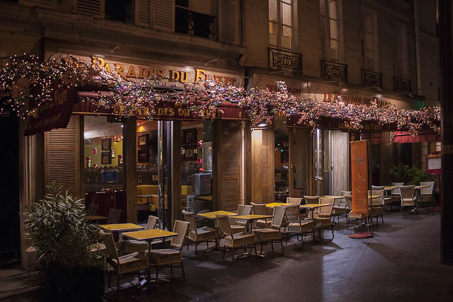 Rita Crane Photography: Il pleut au Paradis / Paris / restaurant / rain / lights