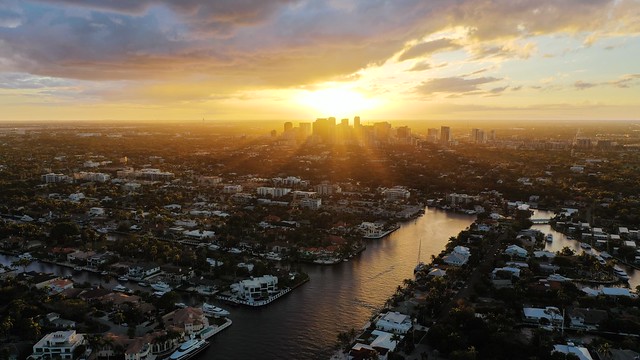 Fort Lauderdale aerial sunset
