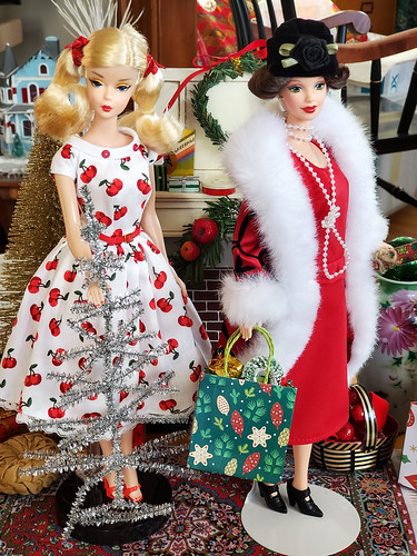 Cherry (left) was a holiday prize from the In The Pink Barbie doll board.  SO pretty - I'm just thrilled with her!
