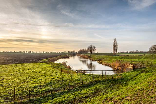 Rural Dutch polder landscape in autumn