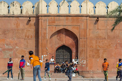 Playing Cricket Outside Badshahi Mosque, Lahore Pakistan