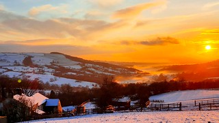 Cold sunset over the Etherow Valley