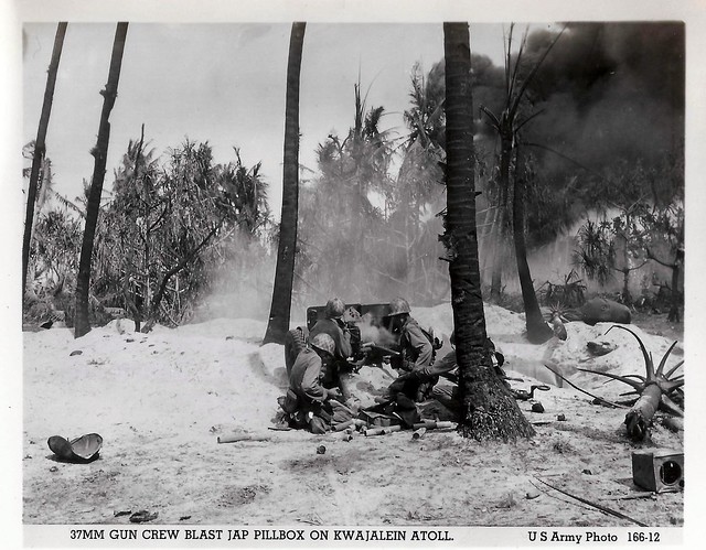 WWII, Kwajalein Atoll, 37MM Gun Crew, Pillbox