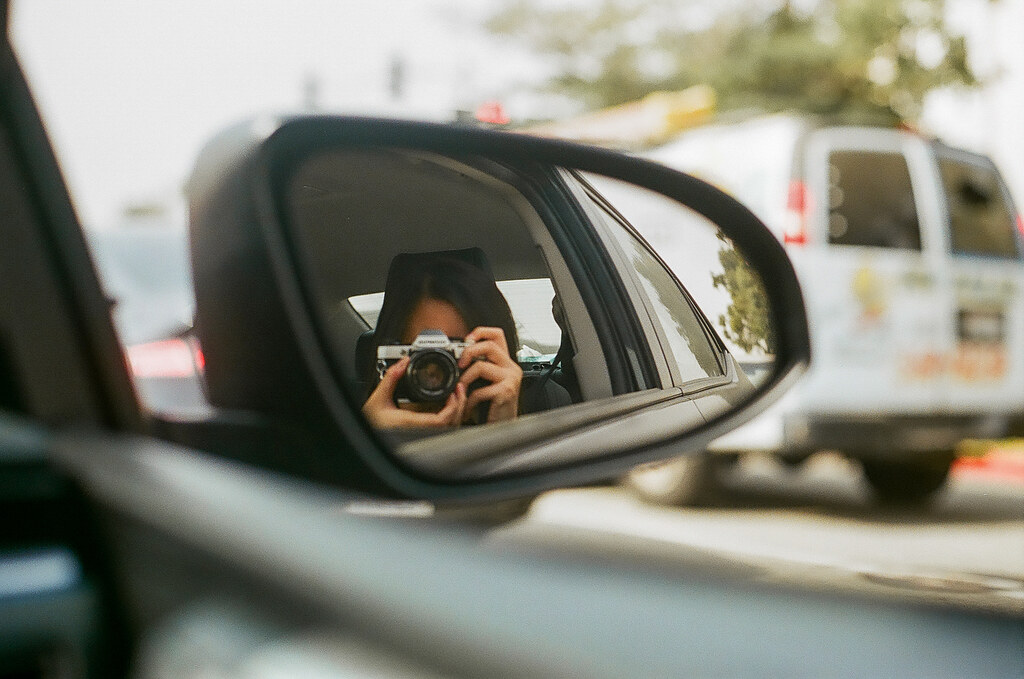 35mm film photo - Car side mirror selfie