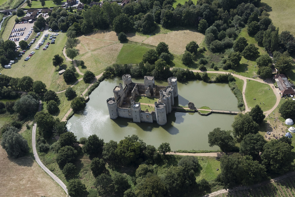 Bodiam Castle aerial image - East Sussex UK