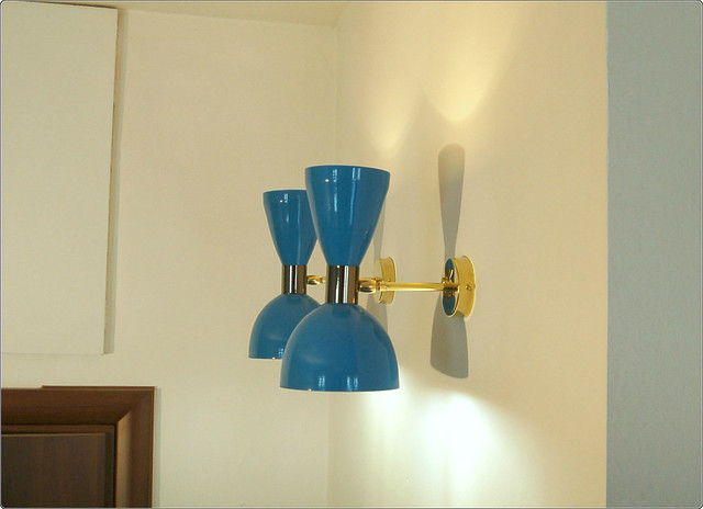 WALL LAMP Applique - BRASS - Light BLUE