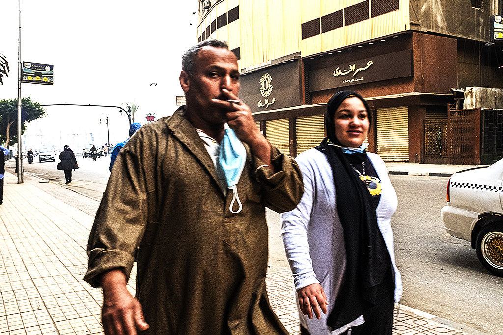 Man and woman near Tahrir Square on 12-30-20--Cairo