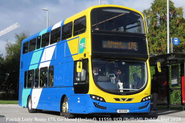 Route 175, UCD, (Belfield) to Citywest, Go-Ahead (Ireland), 11550, September 2018