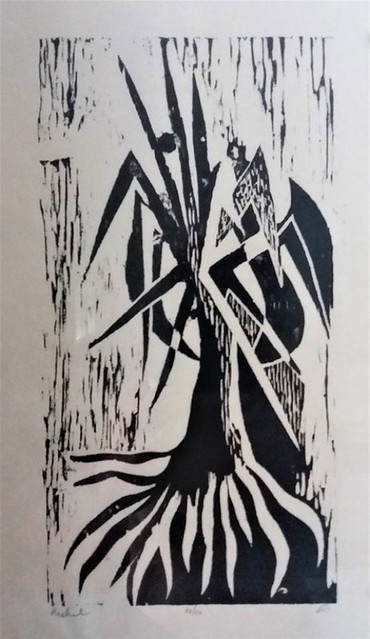 ציירת אמנית יוצרת ישראלית עכשווית מודרנית פלסטית חזותית הדפס עץ רחל פרנק  Rachel Frank