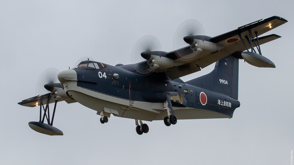 ShinMaywa US-2 9904, Japan Maritime Self-Defense Force, on final approach at the Atsugi Naval Air Facility