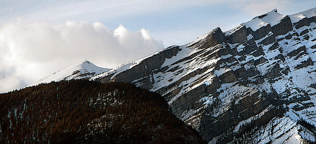 Snow-covered mountains in Banff, Alberta