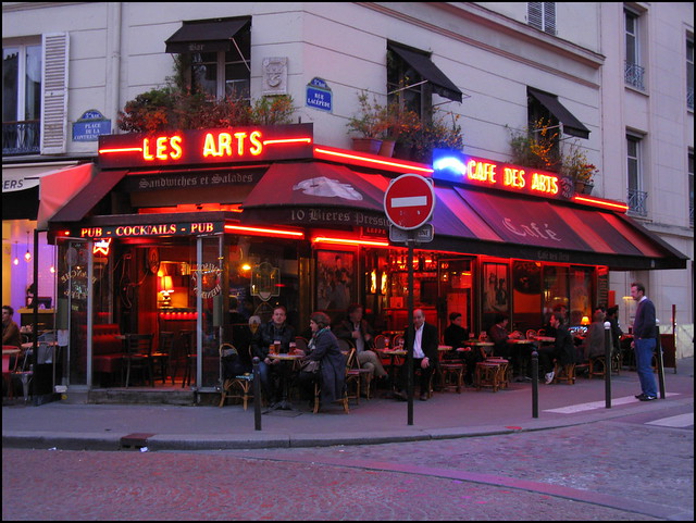 Evening at Café des Arts, Place de la Contrescarpe, Paris, France