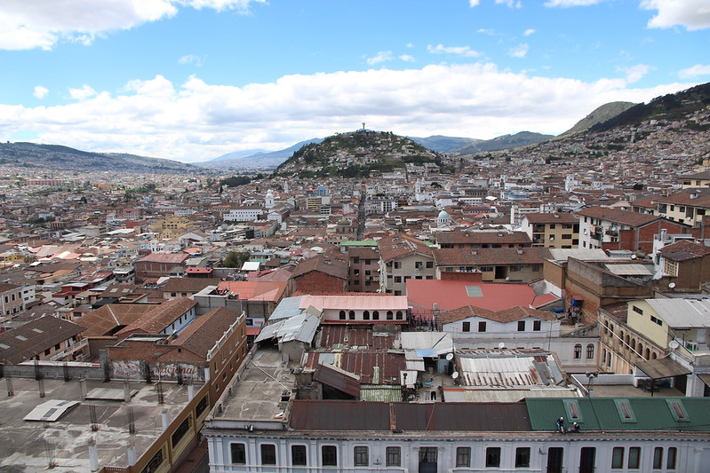 Looking over the old town towards the statue of the virgin mary.