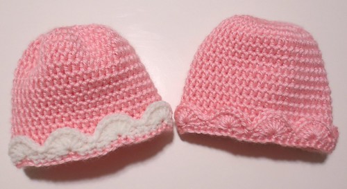 Crocheted Scalloped Baby Hats