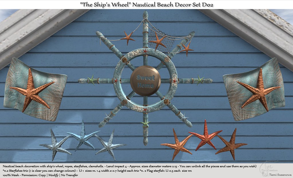 .:Tm:.Creation "The Ship’s Wheel" Nautical Beach Decor Set D02