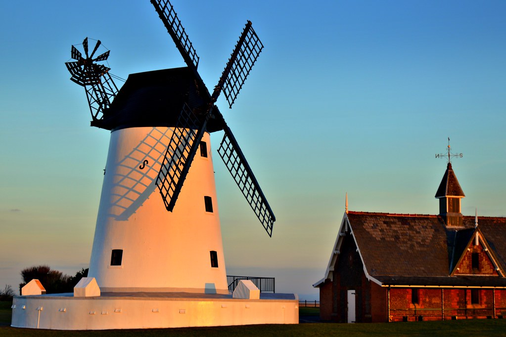 Cool evening light on the windmill on Lytham Green, Lancashire