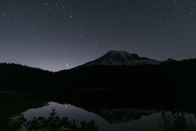 The Big Dipper, Neowise Comet, and Reflection Lakes, Mount Rainier National Park, Washington