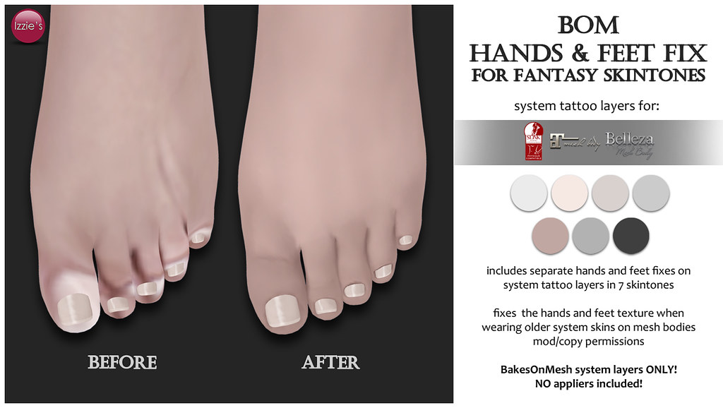 Free Bom Hands & Feet Fix (for Fantasy Skintones)