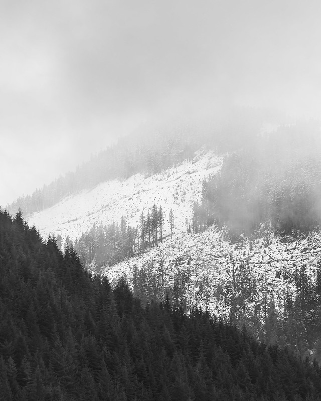 Snowy Cowichan Valley mountains