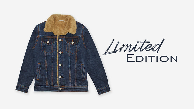 BUTTONED DENIM WITH FAUX SHEARLING JACKET