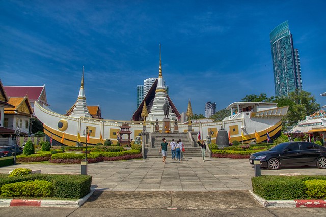 Wat Yannawa by the Chao Phraya river in Bangkok, Thailand