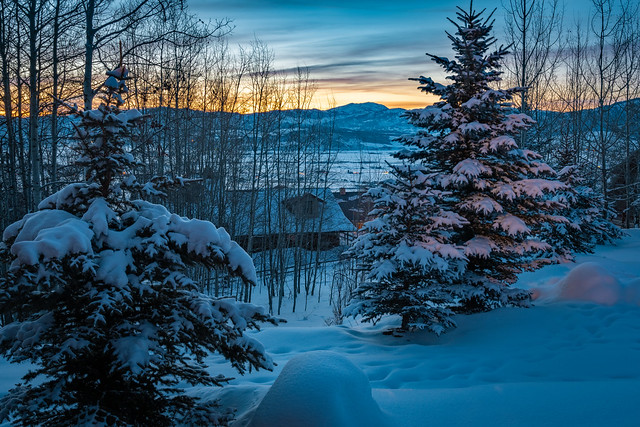 Sunset on a Snowy Star Valley