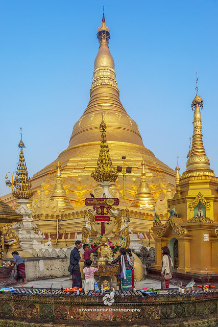 Bathing of the Buddha at the Tuesday Corner, Shwedagon Pagoda, Yangon, Myanmar