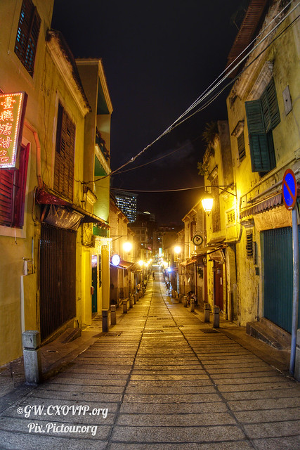Macau evening street view from RAW