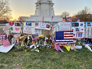 Tributes to Officer Brian Sicknick at the Peace Monument