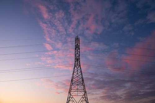 power powergrid powertower pylon electricgrid electricity electricaltower sunset color pink colorful