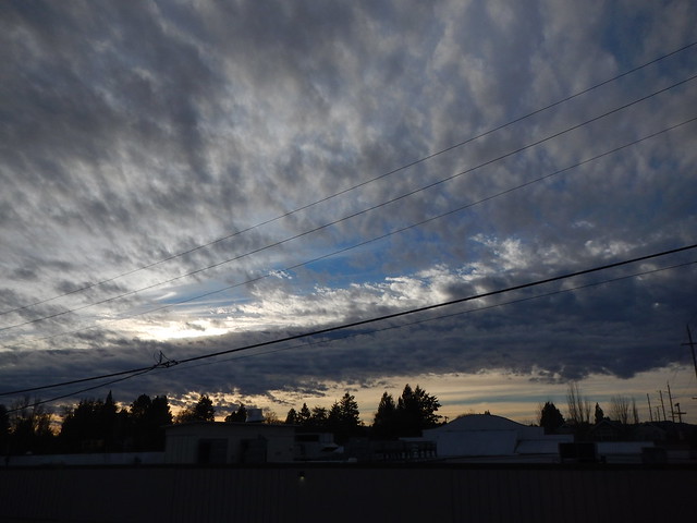 Portland Oregon sunset from work window
