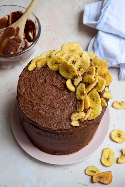 Banana Triple Layer Cake with Rich Chocolate Frosting