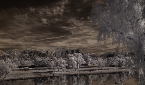 infrarot infrared convertedinfraredcamera ir surreal reflections clouds trees landscaping water lindolake lakeside composition