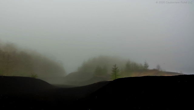 Fog  on Slope of Volcanic  Rocks