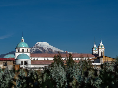 Town of Tabacundo and Cayambe volcano in the background near Latitude 0°