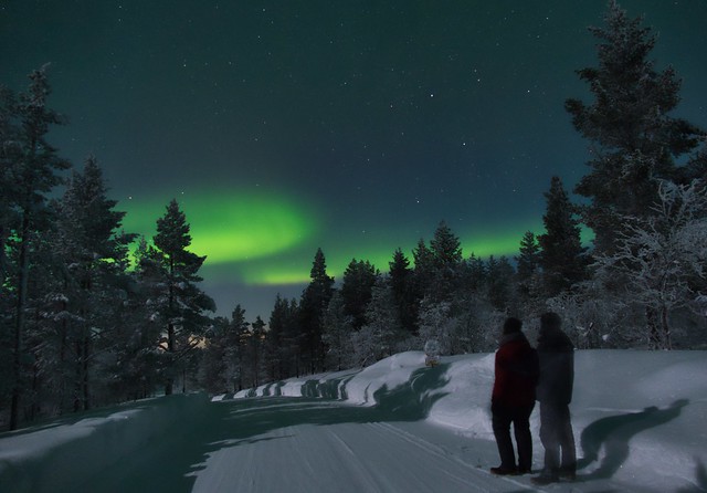 Two People Contemplating the Northern Lights (explored)