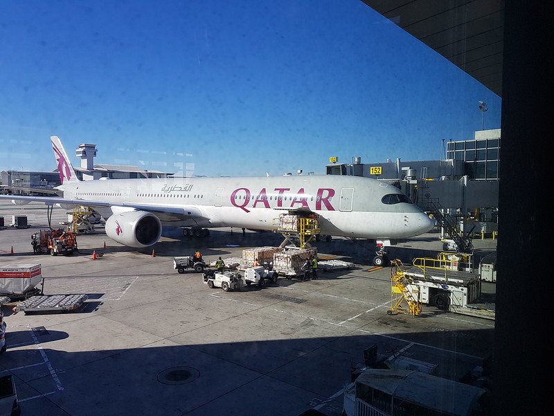 Qatar Airlines Airbus A350 at LAX bound for Doha