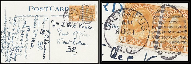 British Columbia / B.C. Postal History - 31 August 1929 - CHEMAINUS, B.C. (duplex cancel / postmark) to Westholme, B.C. (Veale correspondence)